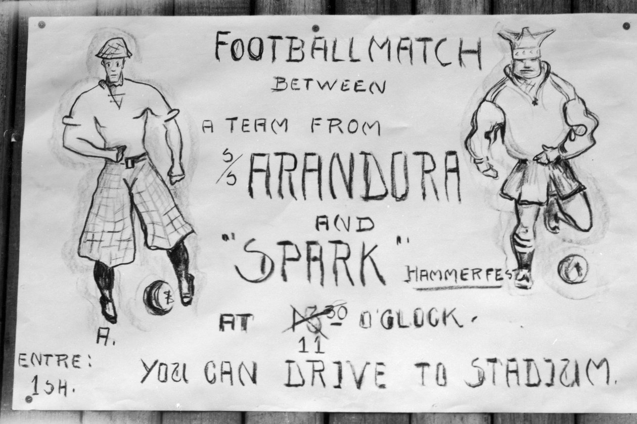 Fotballkampplakat, Hammerfest, Nord-Norge, 1929 av Unbekannt