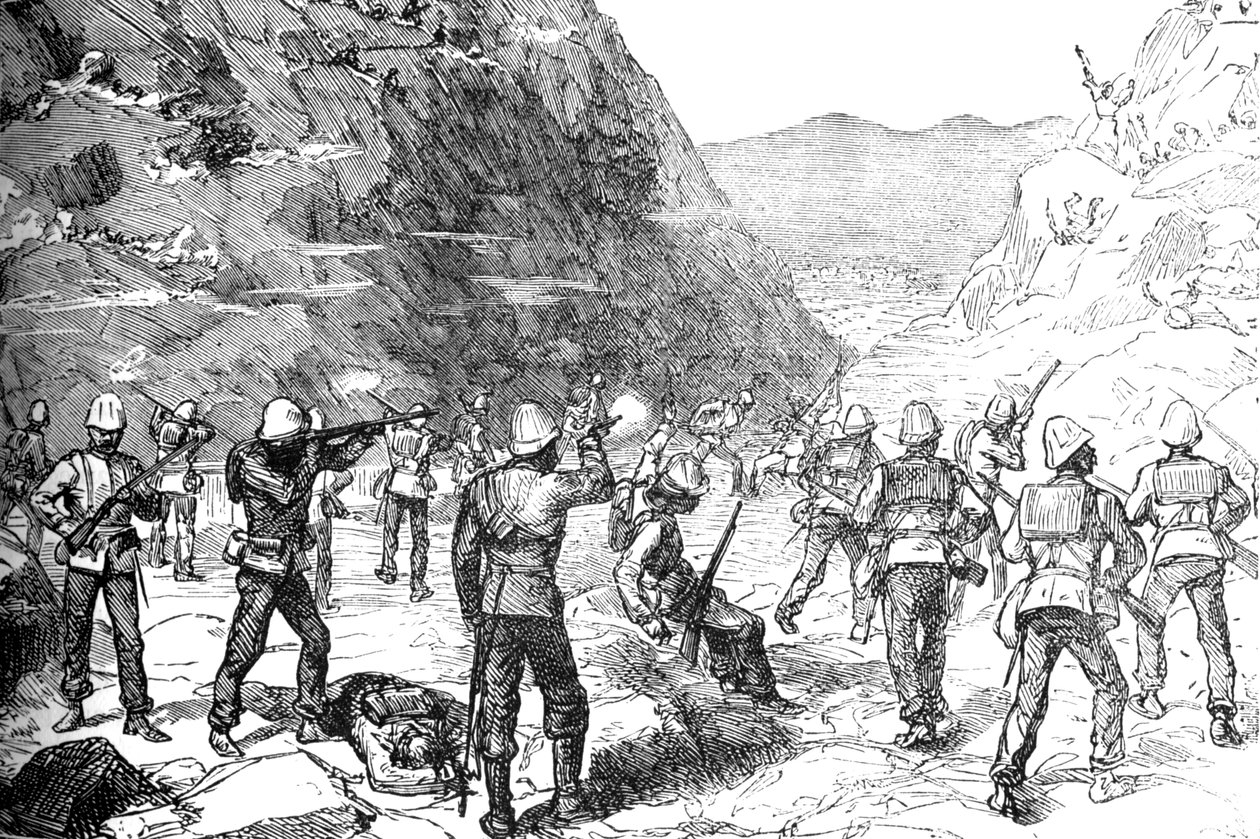 Forsøkende parti av det 67. angrepet av afghanerne, 9. november 1879, c1880 av Unbekannt