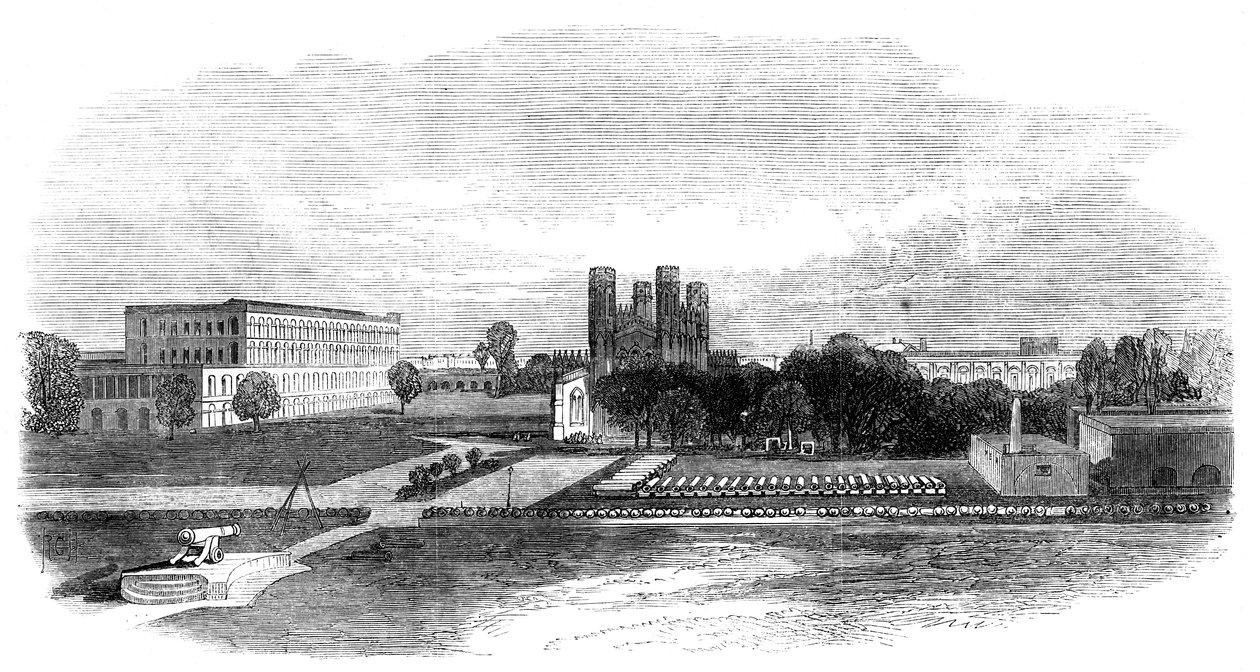 Fort Church og South Barracks, Calcutta, India, 1870 av Unbekannt