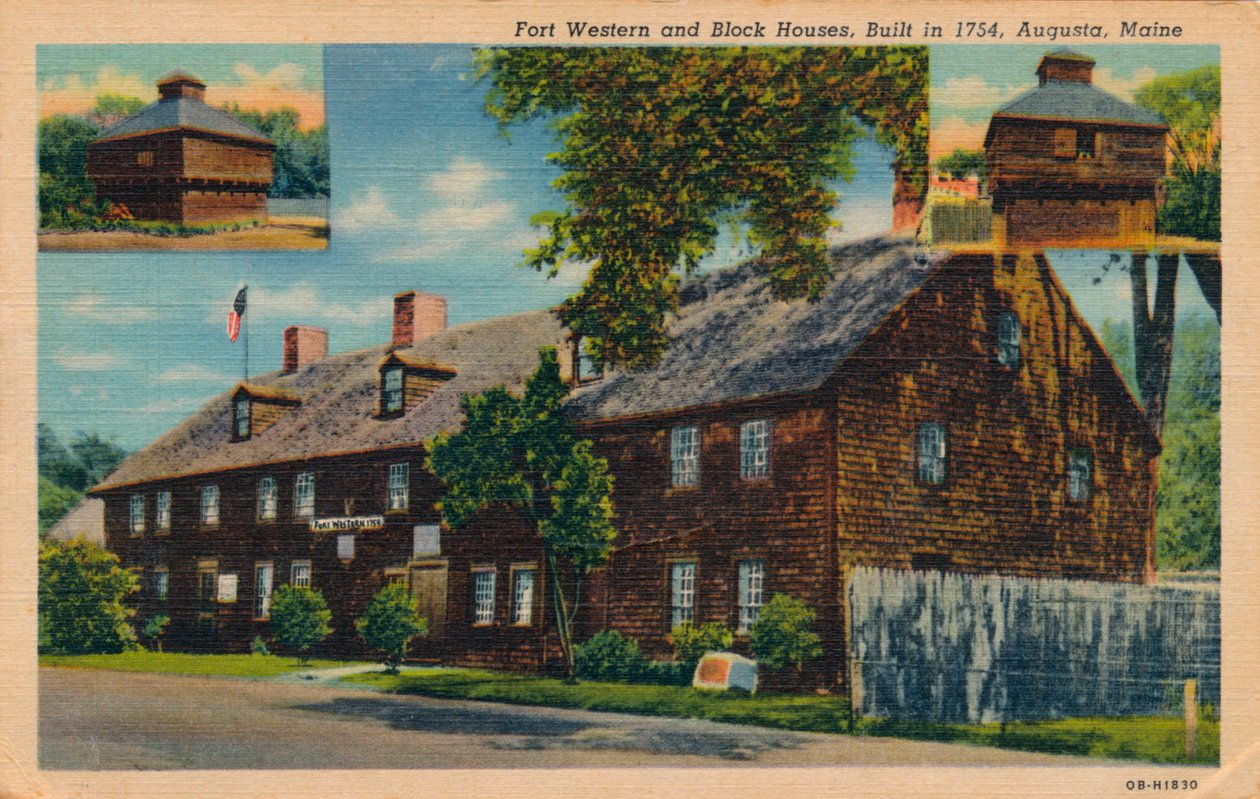 Fort Western and Block Houses, Augusta, Maine, 1920-tallet av Unbekannt