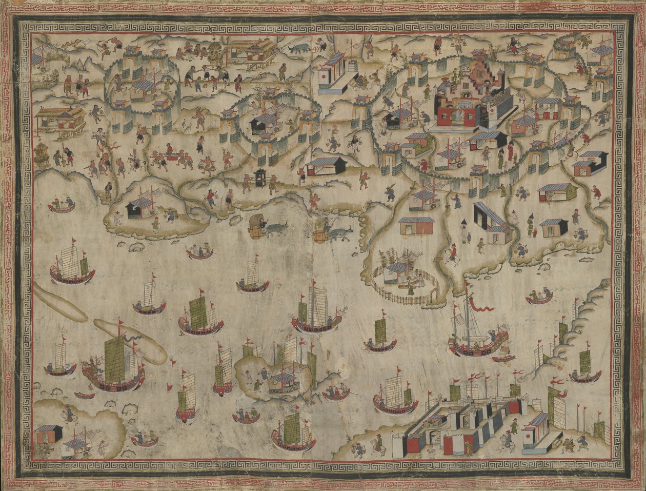Fortene Zeelandia og Provintia og byen Tainan, 1800-tallet. av Unbekannt