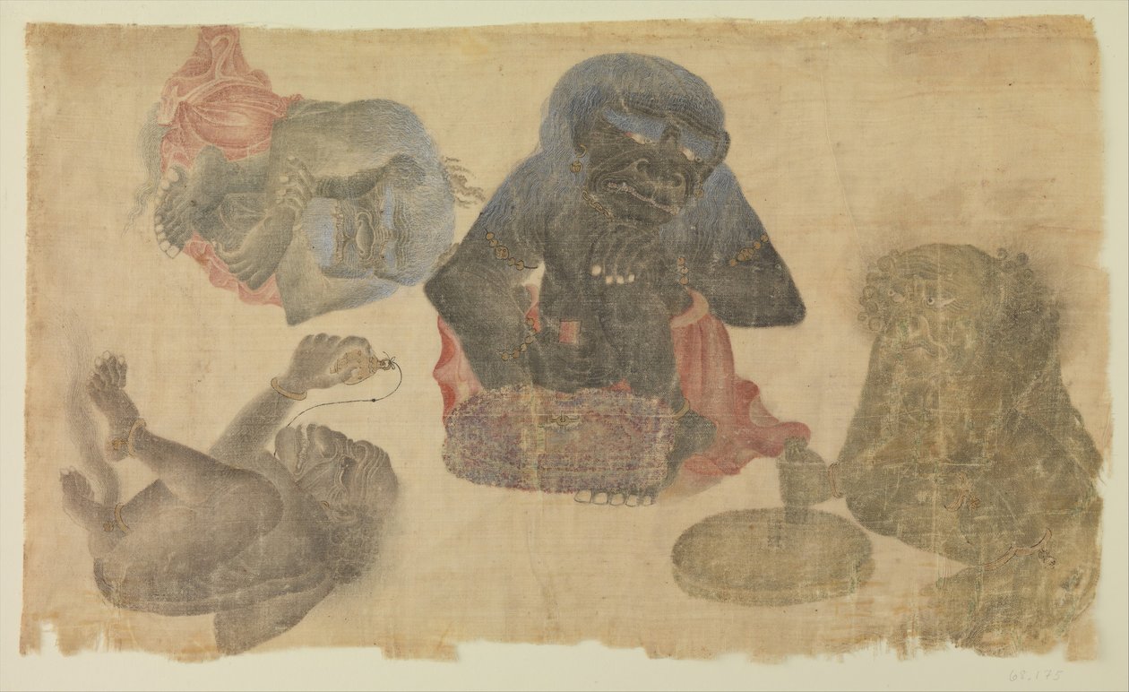 Fire fangede demoner, 1470-1500. av Unbekannt