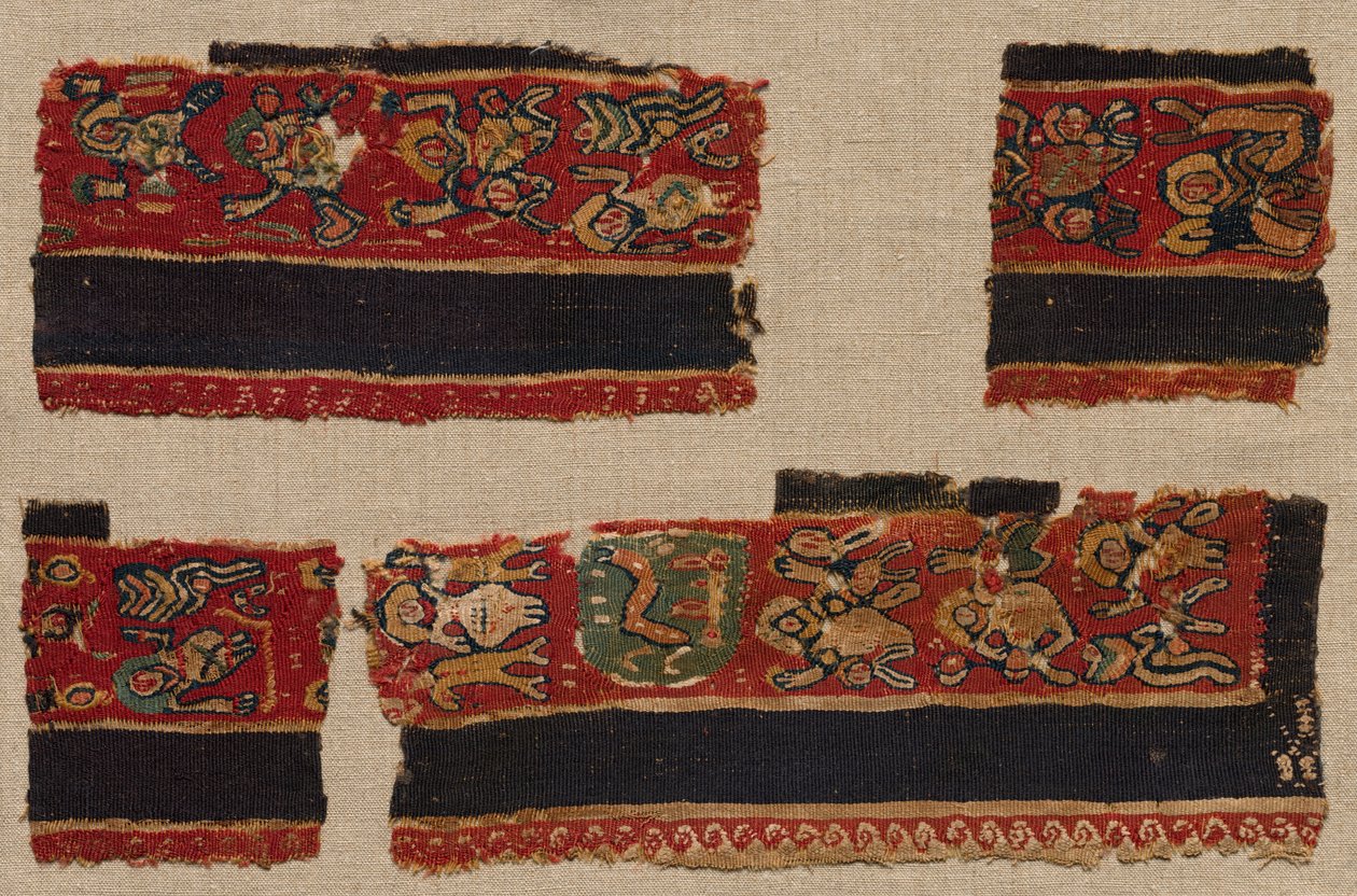 Fire fragmenter av Clavi of a Tunic, 400-600-tallet. av Unbekannt