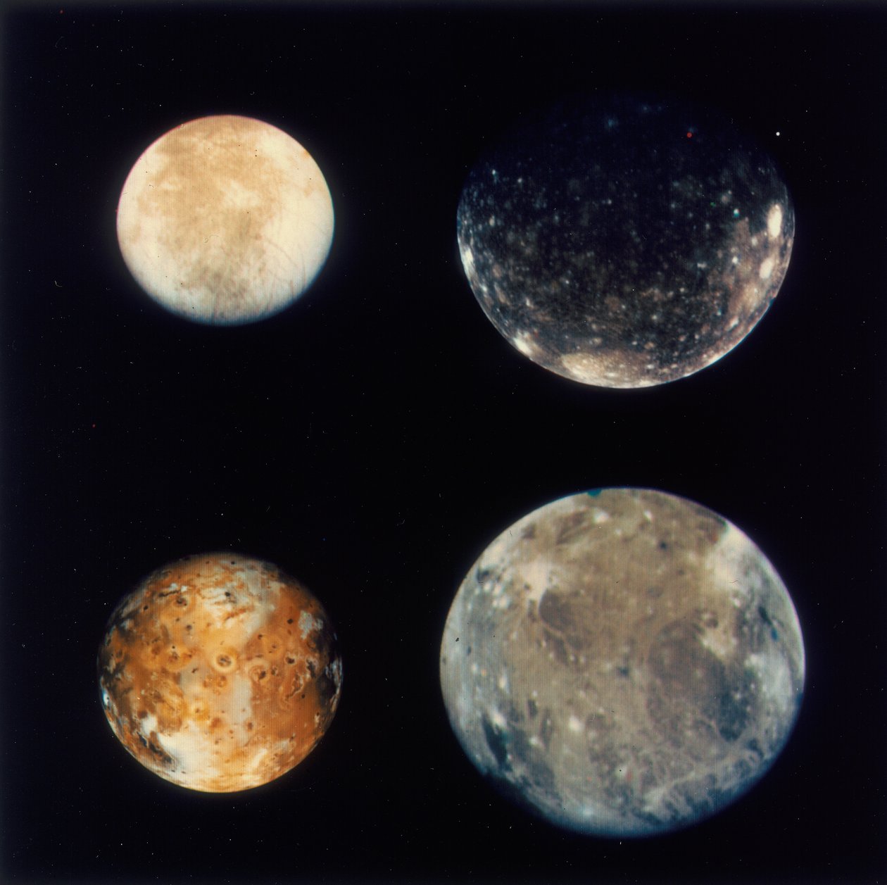 Fire måner av Jupiter, Io, Europa, Ganymedes og Callisto, 1979 av Unbekannt