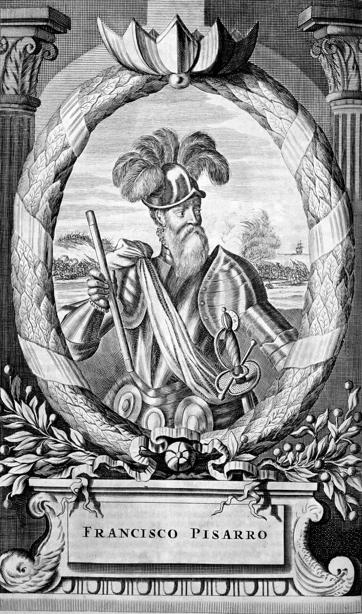 Francisco Pizarro, spansk conquistador fra 1400-tallet, 1671 av Unbekannt