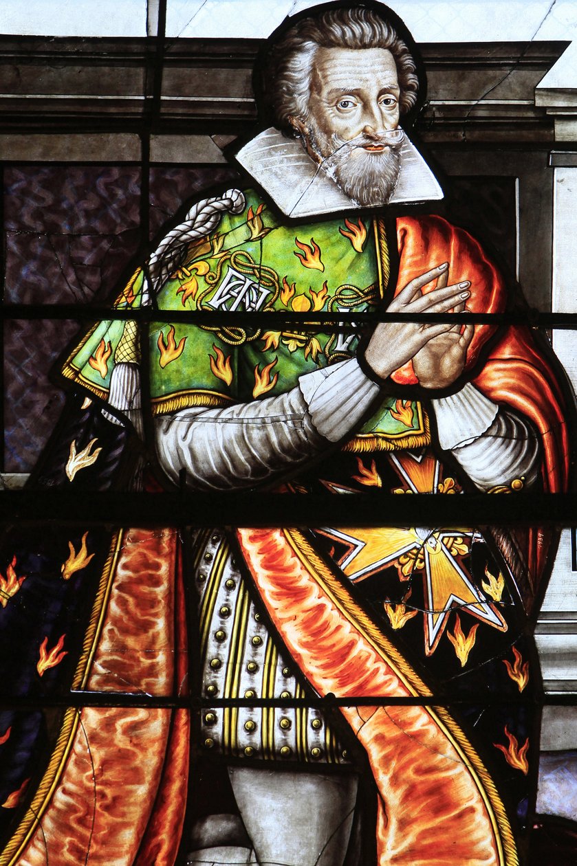 Francois de la Grange. Glassmaleri-detalj av Jomfruens himmelfart, Bourges, Frankrike av Unbekannt