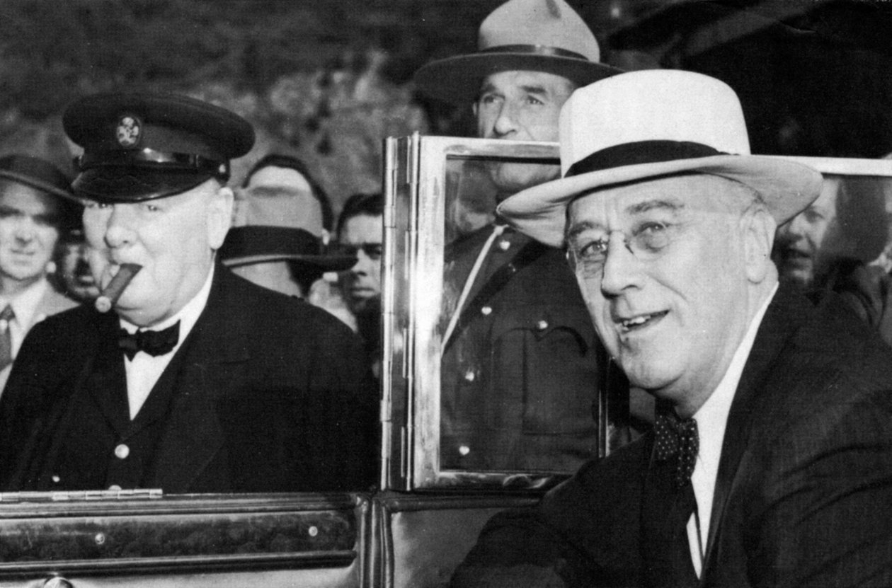 Franklin D Roosevelt og Winston Churchill møtes i Quebec, Canada, 1944 av Unbekannt
