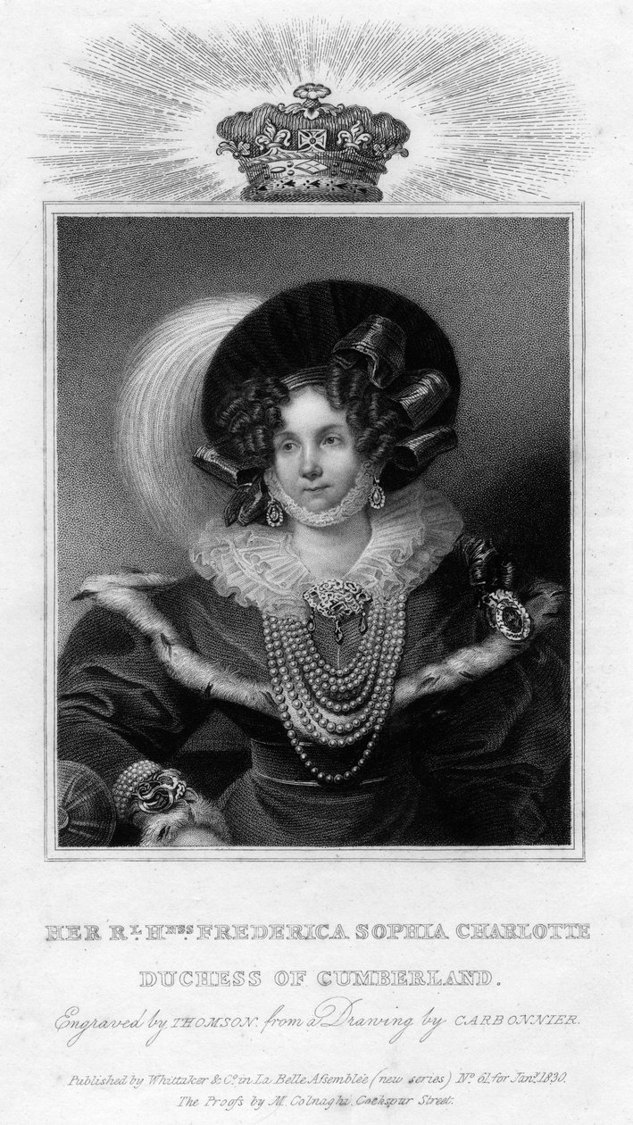 Frederica Sophia Charlotte, hertuginne av Cumberland, 1830 av Unbekannt