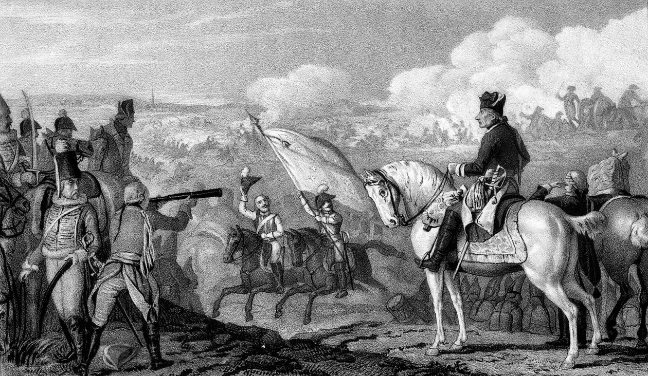 Frederick II, den store 1712-1786, konge av Preussen fra 1740, i slaget ved Rossbach, 1757 av Unbekannt