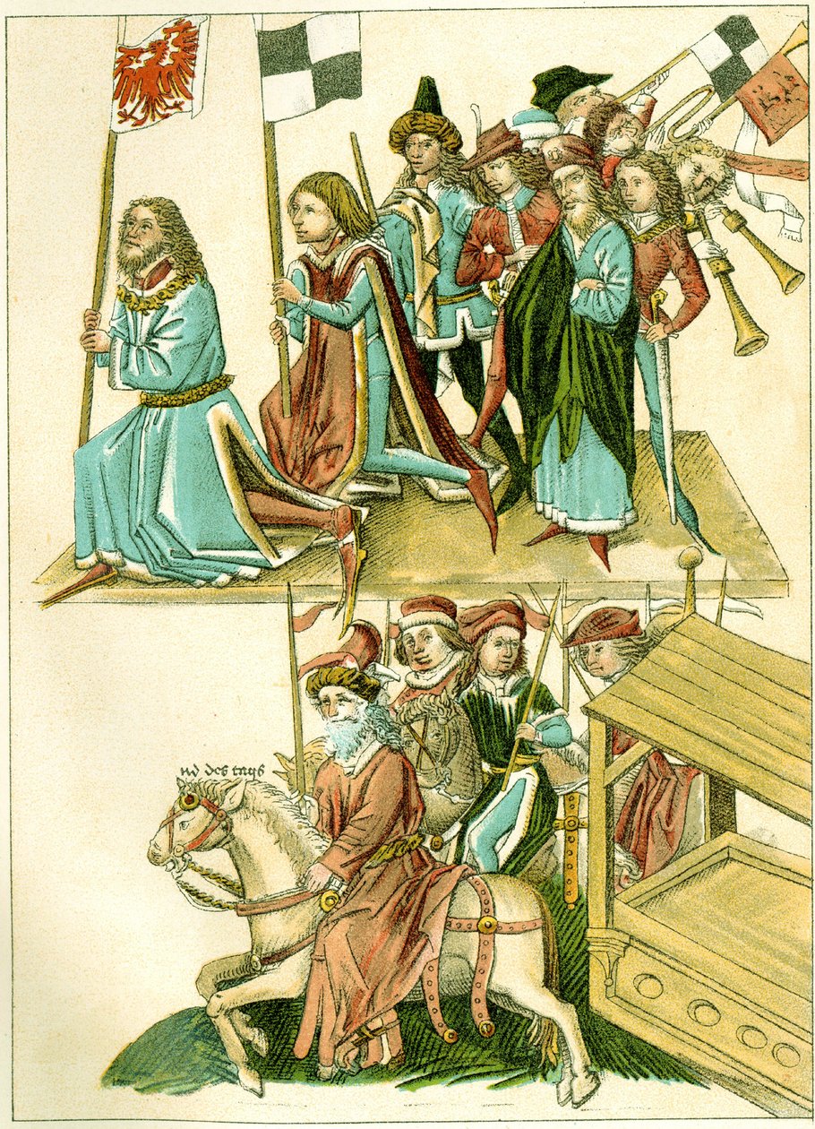 Frederick I mottar Brandenburg kopi av en illustrasjon fra Richentals illustrerte kronikk, ca. 1440 av Unbekannt