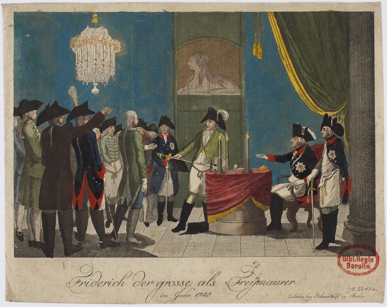 Fredrik den store som frimurer i 1740 av Unbekannt
