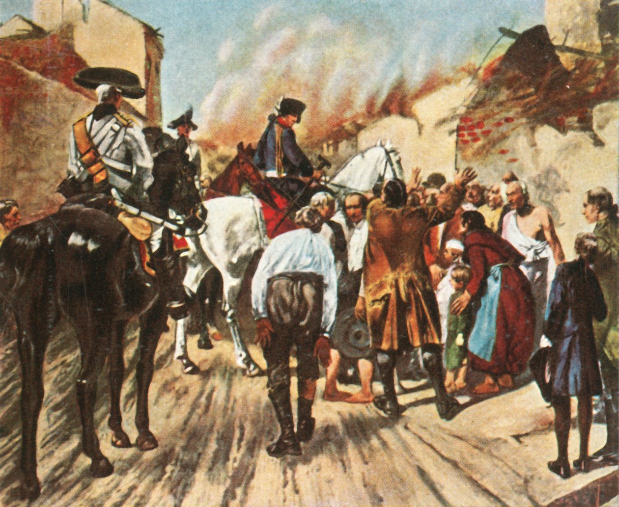 Fredrik den store i ruinene av Küstrin før slaget ved Zorndorf, 25. august 1758, 1936. av Unbekannt