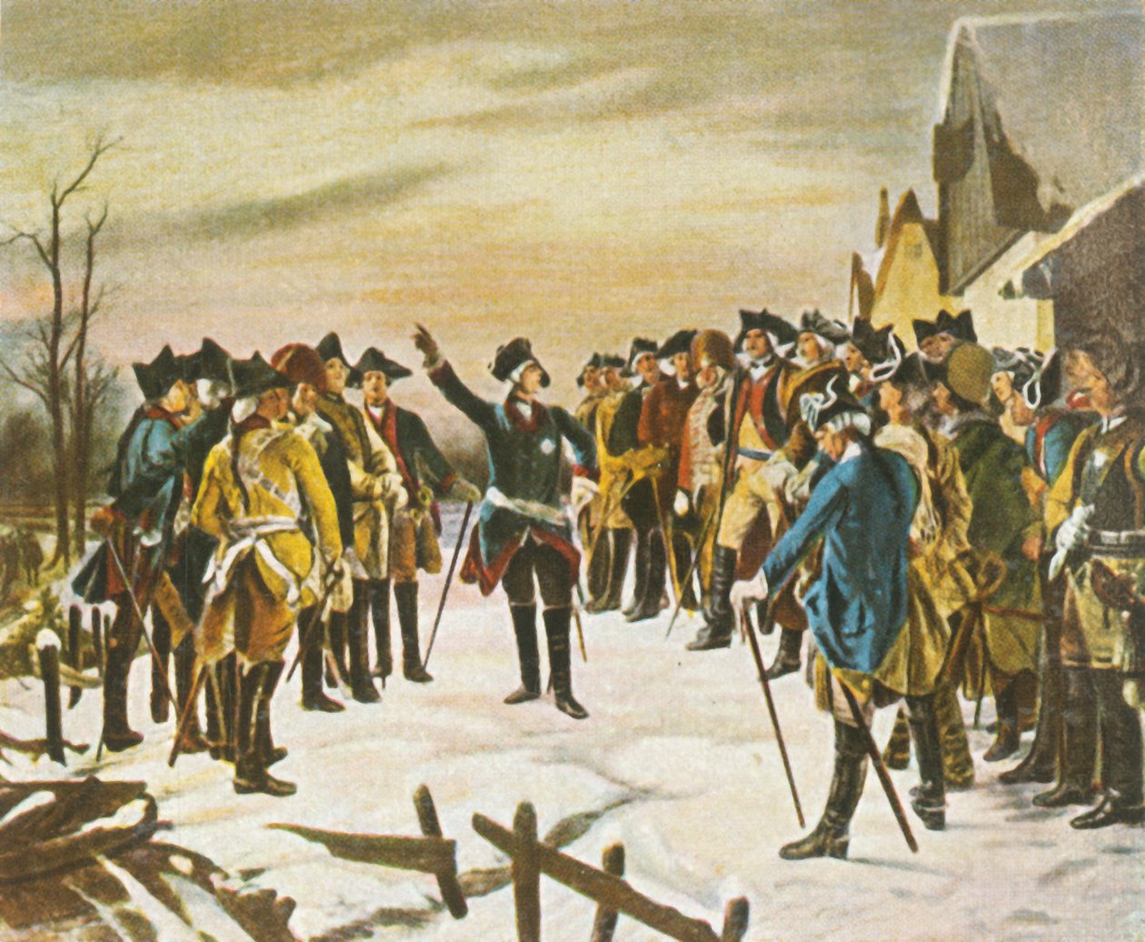 Fredrik den store holder en tale ... på tampen av slaget ved Leuthen, 5. desember 1757, 1936. av Unbekannt
