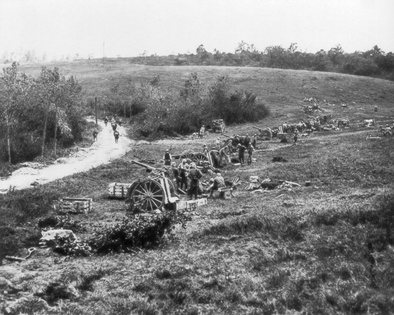 Fransk 75. artilleribatteri, Aisne, Frankrike, 18. juli 1918 av Unbekannt