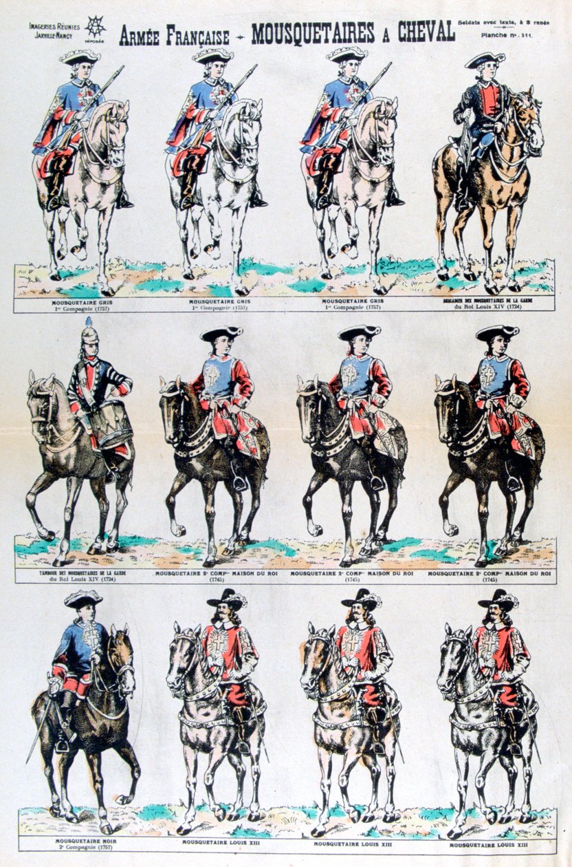 Fransk hær, ridende musketerer, 1600-tallet 1800-tallet av Unbekannt