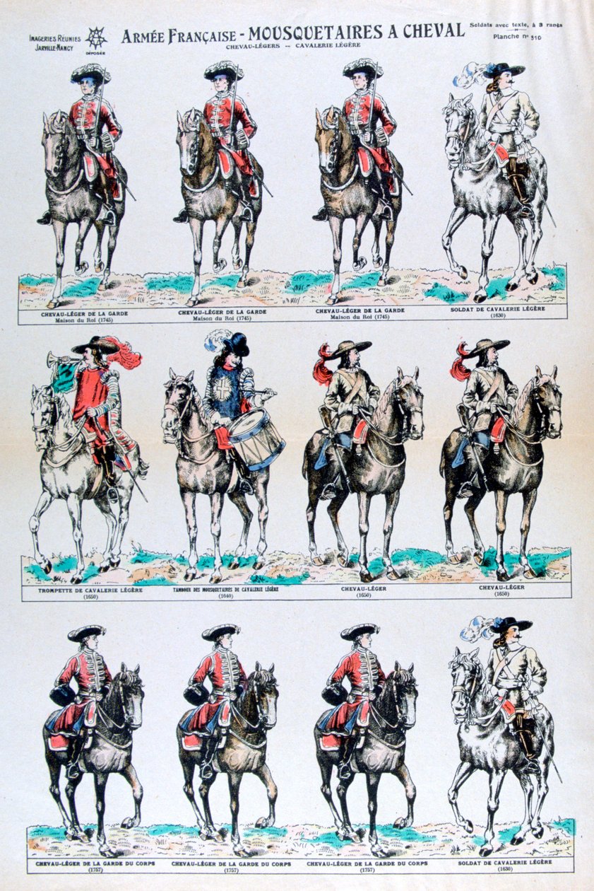 Fransk hær, ridende musketerer, 1700-tallet 1800-tallet av Unbekannt