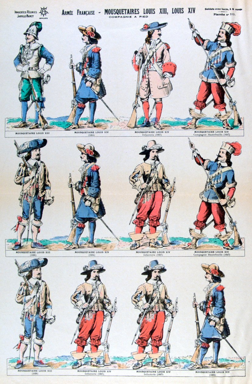 Fransk hær, musketerer av Louis XIII og Louis XIV, 1600-tallet 1800-tallet av Unbekannt
