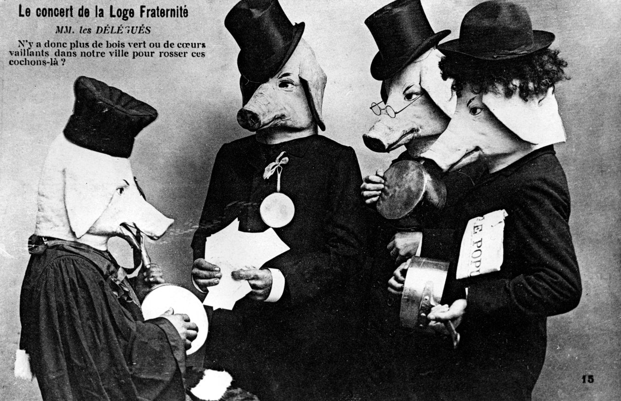 Fransk anti-frimurerisk postkort, 1900-tallet av Unbekannt