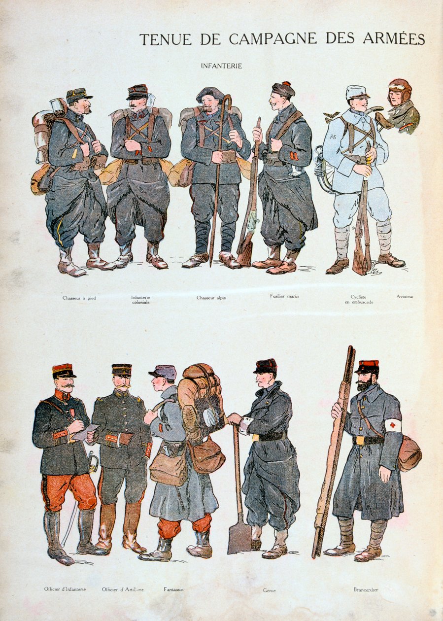 Franske hæruniformer, første verdenskrig, 1914 av Unbekannt