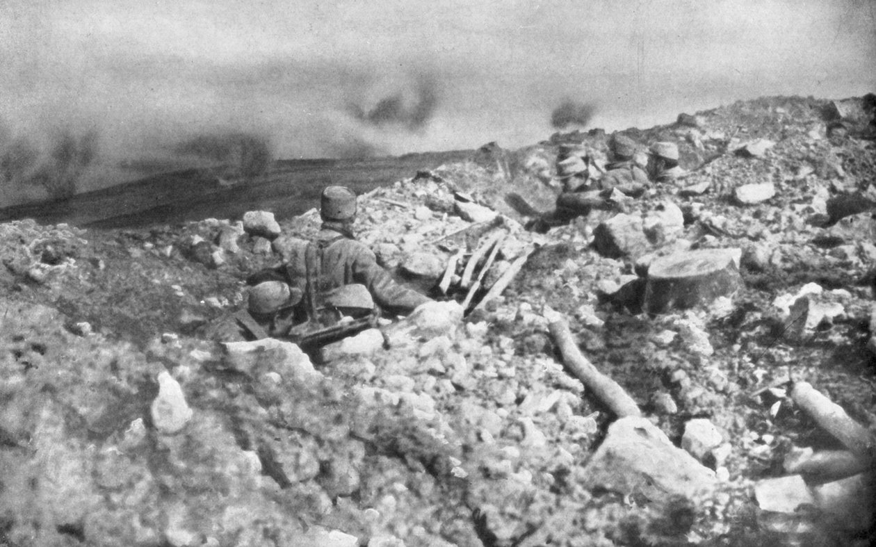 Fransk artilleriangrep på Eparges-ryggen, nær Verdun, Frankrike, 2. august 1915 av Unbekannt