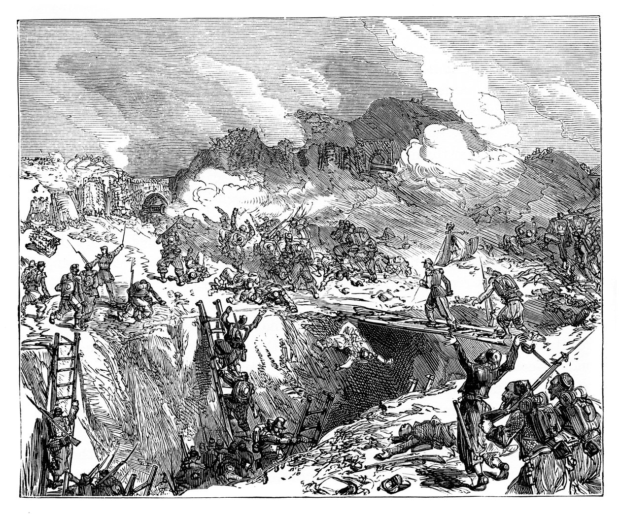 Fransk angrep på Malakoff, 1800-tallet av Unbekannt