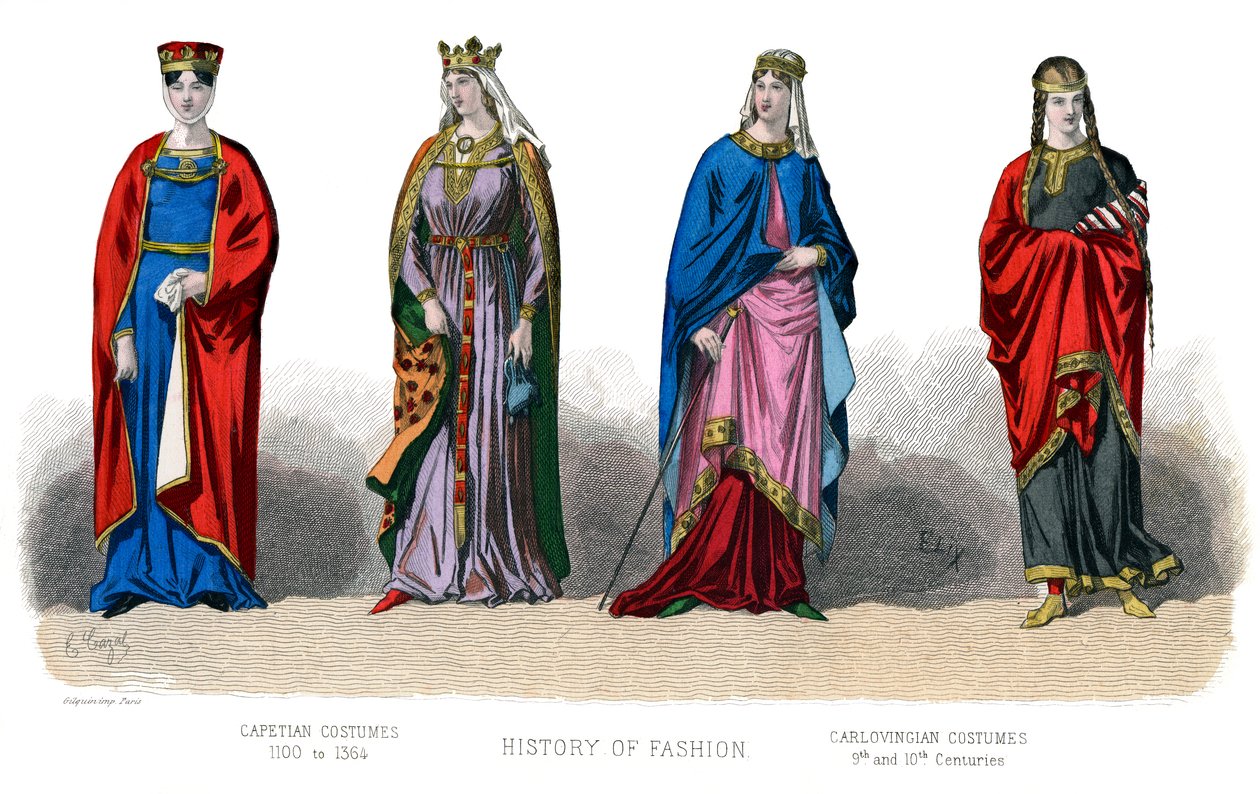 Fransk kostyme: Capetian, Carlovingian, 1882 av Unbekannt