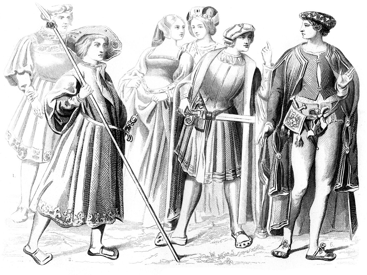 Franske adelsmenn og kvinner, en yeomen of the garden, og en gentleman, 1400-tallet 1849 av Unbekannt