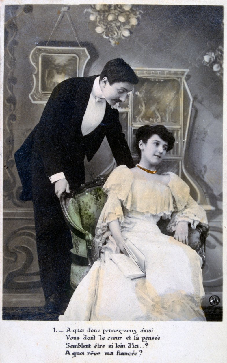 Fransk romantisk postkort, c1900 av Unbekannt