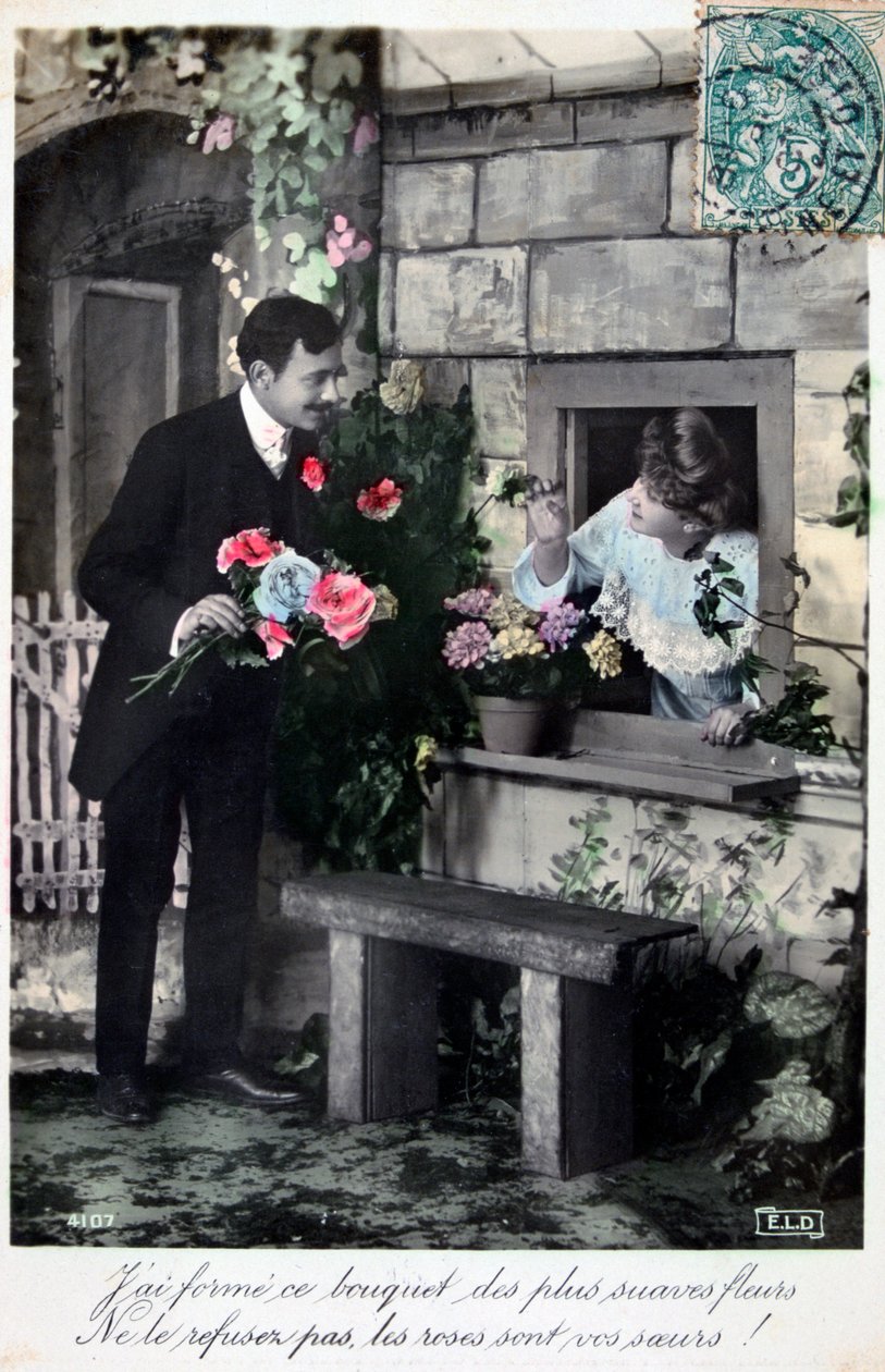 Fransk romantisk postkort, c1900 av Unbekannt