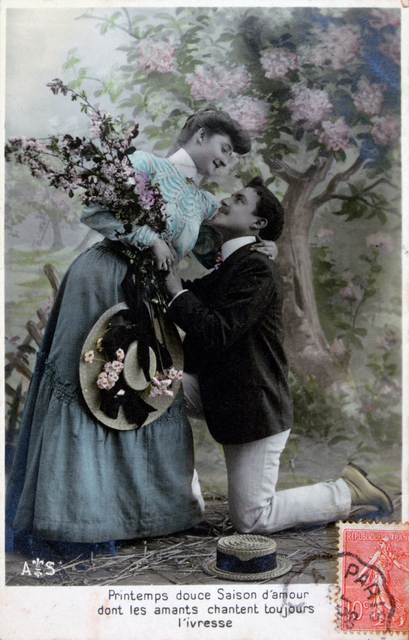 Fransk romantisk postkort, c1900 av Unbekannt