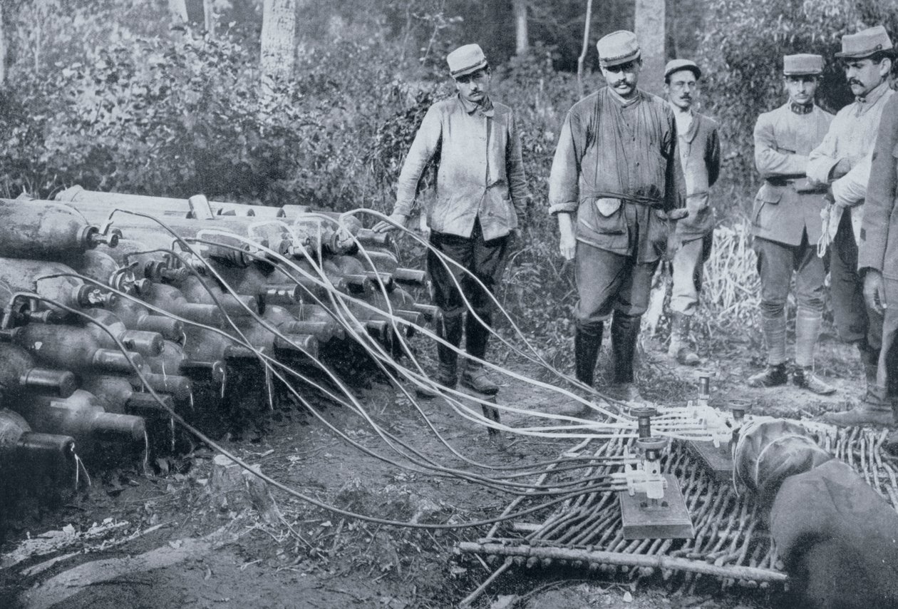 Franske soldater med gassflasker, første verdenskrig, 1915 av Unbekannt