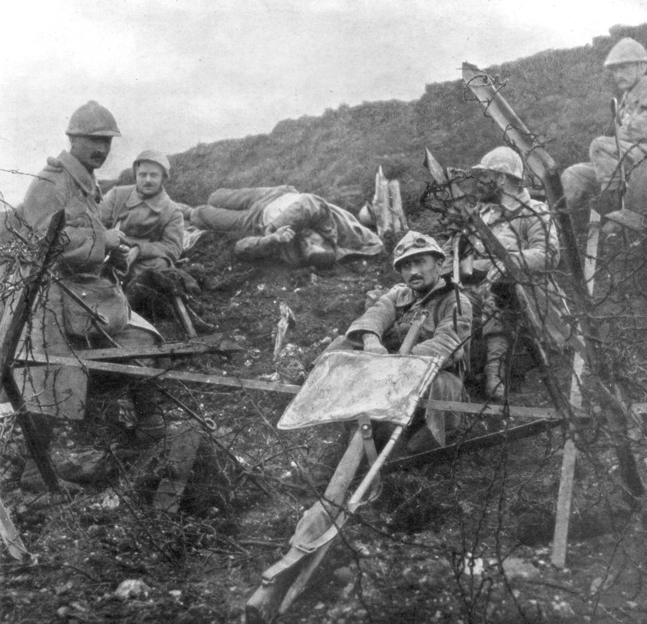 Franske tropper etter erobringen av Souchez, Pas-de-Calais, Frankrike, 28. oktober 1915 av Unbekannt