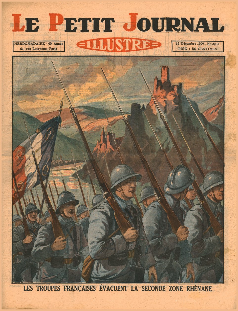 Franske tropper forlot den andre Rhin-sonen, 1929. av Unbekannt