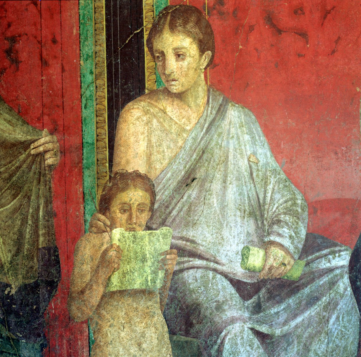 Fresco Detail, Young Girl Reading, 1. århundre f.Kr av Unbekannt