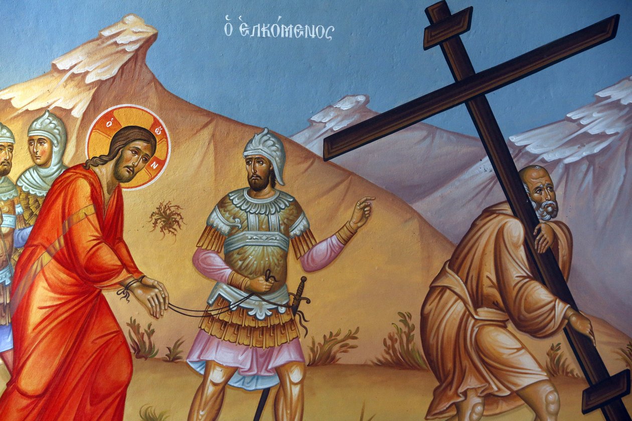 Fresco i Holy Cross Church, Pedoulas. Christ's Passion, 20150510, Pedoulas, Kypros av Unbekannt