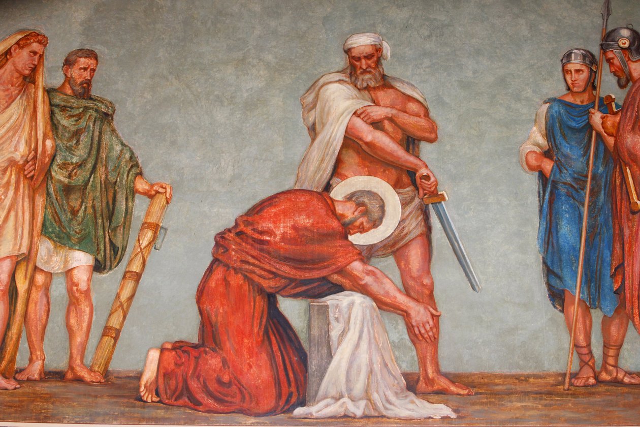 Freskomaleri i St Pauls kirke: St Pauls martyrium, Lyon, Frankrike av Unbekannt