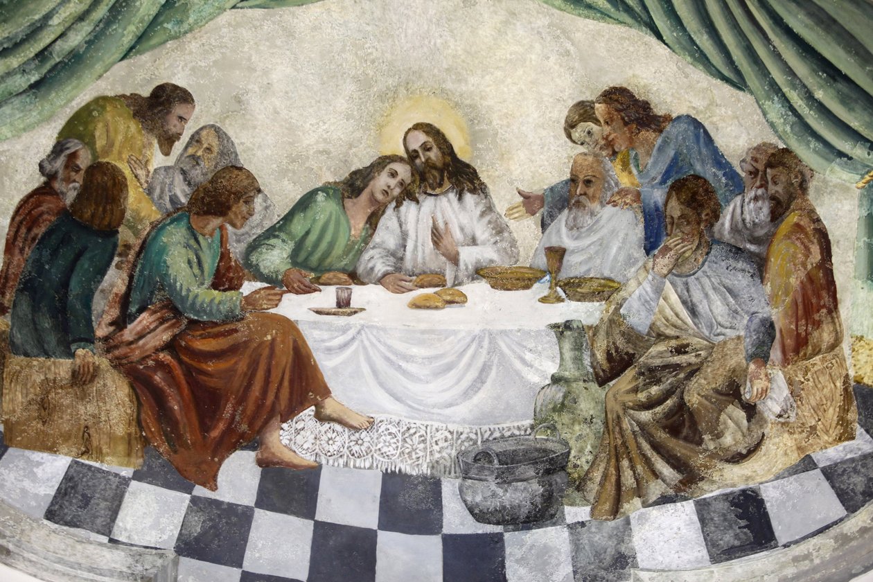 Fresco i Zollino kirke: Nattverden, Zollino, Italia av Unbekannt