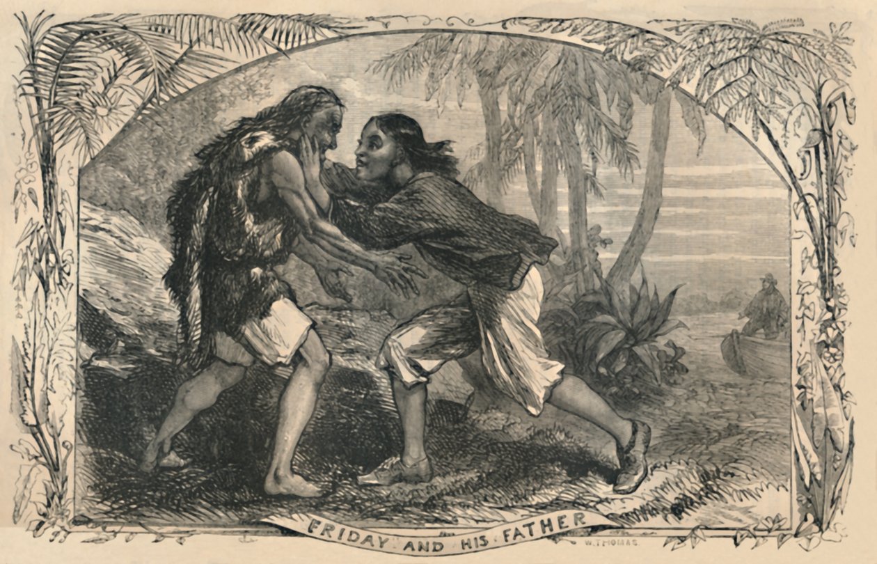 Fredag og hans far, c1870 av Unbekannt