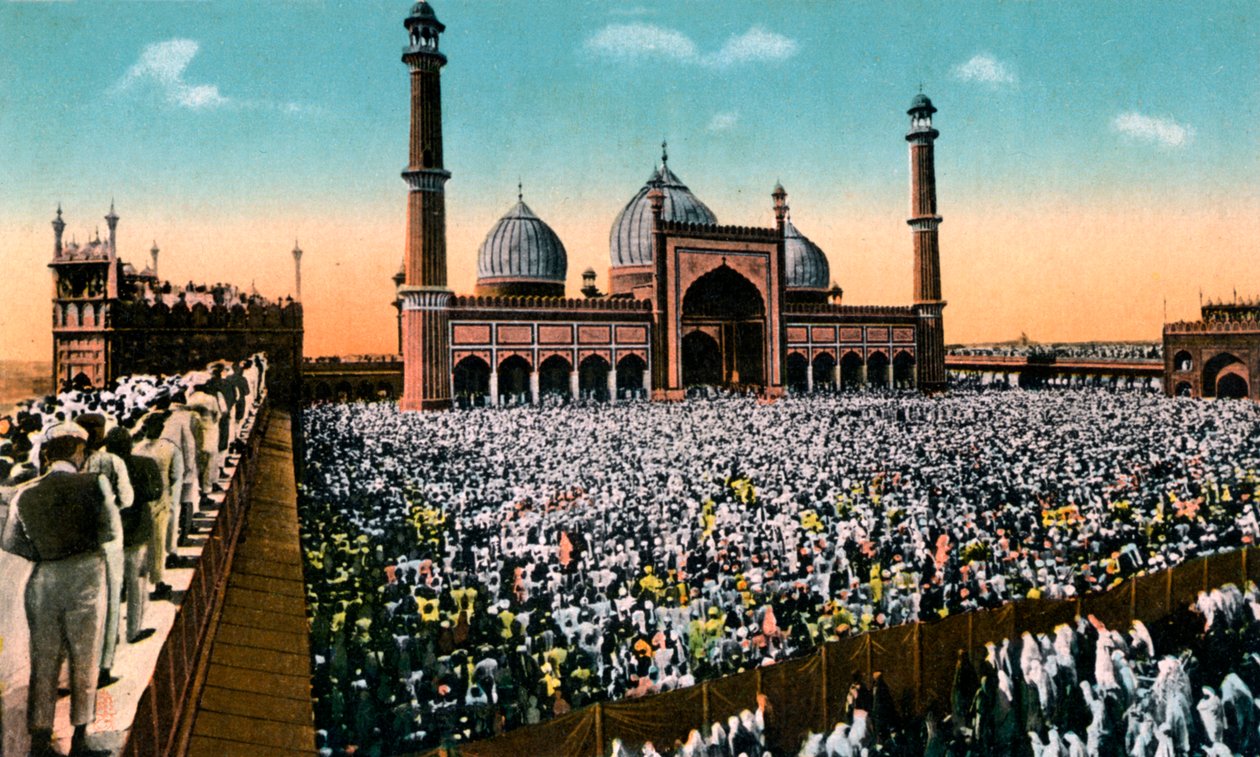 Fredagsbønn, Jama Masjid, Delhi, India, tidlig på 1900-tallet av Unbekannt