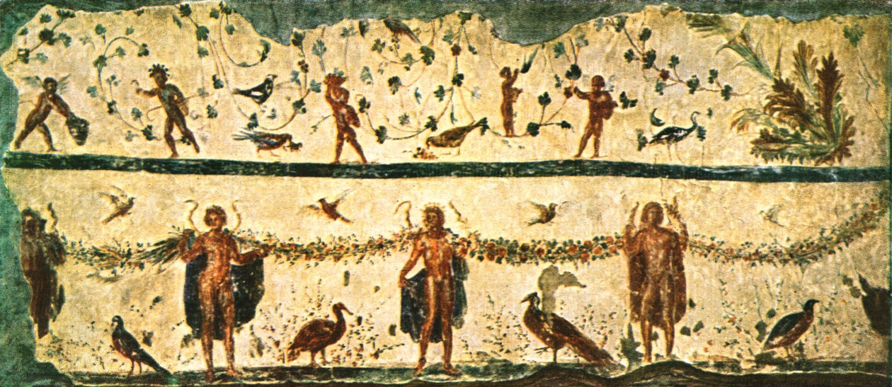 Frise i spisesalen Triclinium i huset til Pammachius, Roma, Italia, 1928. av Unbekannt