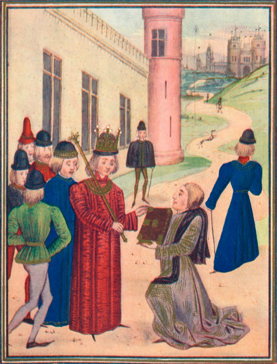 Froissart presenterer sin bok med kjærlighetsdikt til Richard II i 1395, 1905 av Unbekannt