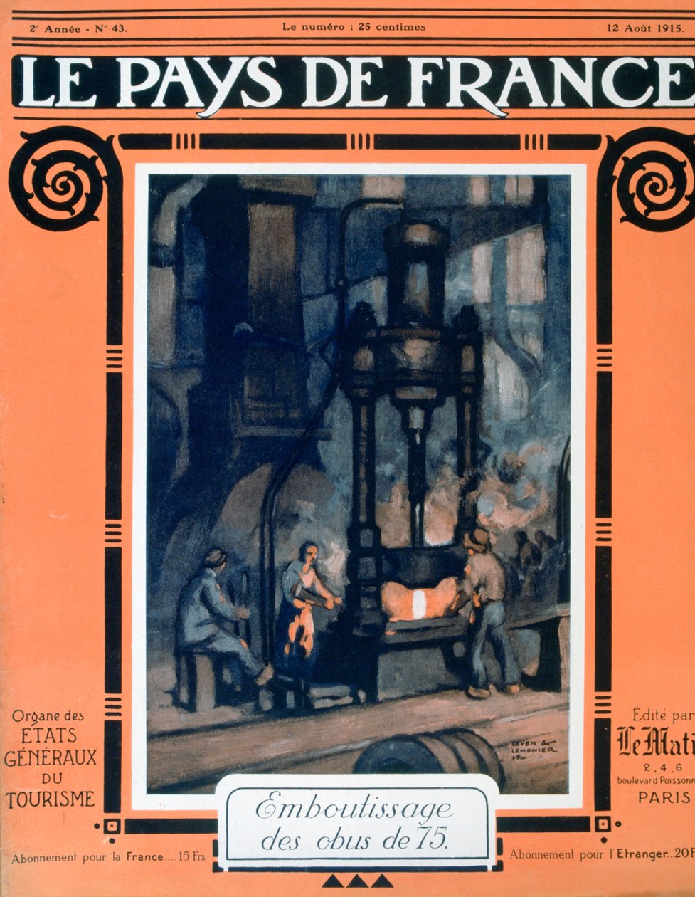 Forside av Le Pays de France, 12. august 1915 av Unbekannt