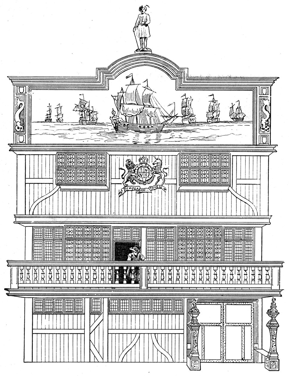 Forsiden av det gamle East India House, London, 1894 av Unbekannt