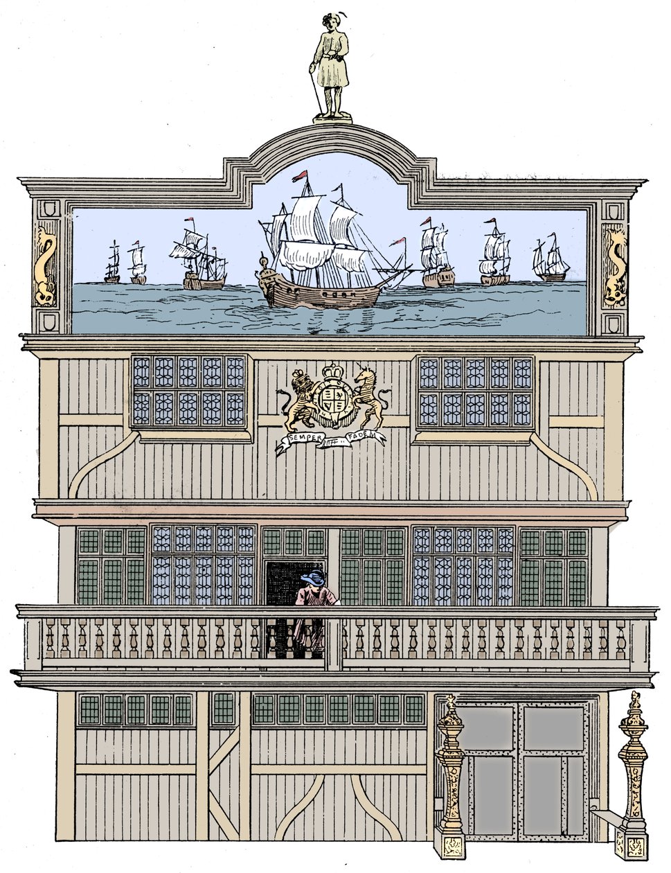 Forsiden av det gamle East India House, London, 1894 av Unbekannt