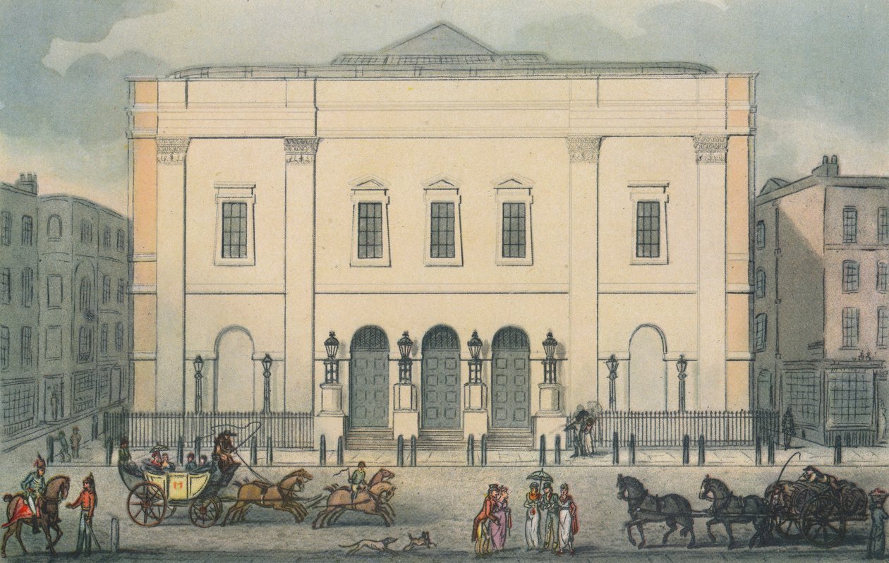 Forfra av Theatre Royal, Drury Lane, Westminster, London, 1812 av Unbekannt