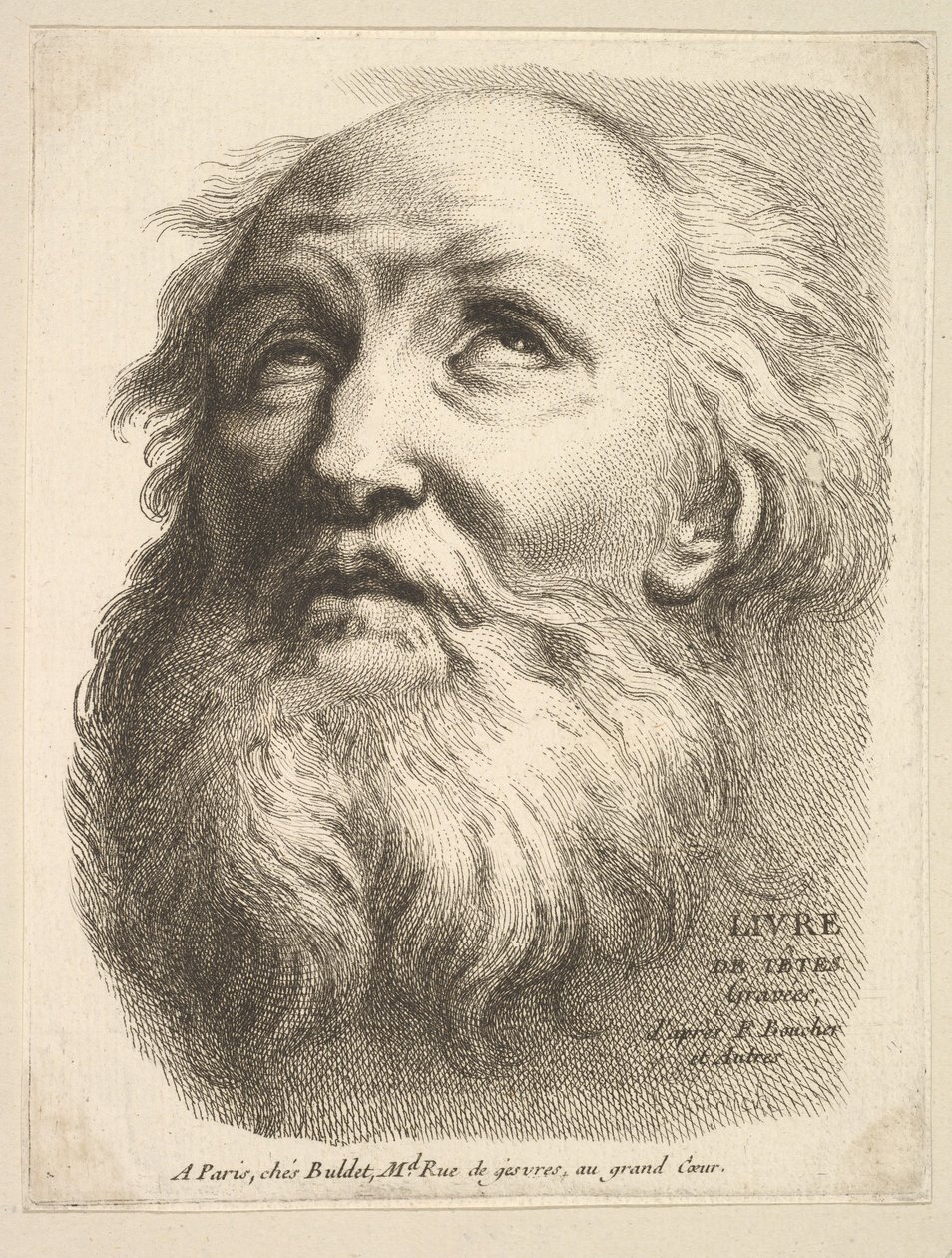 Frontispice: Head of a Bearded Man, fra Livre de Têtes Gravées dapres F. Bouch..., 1700-tallet. av Unbekannt