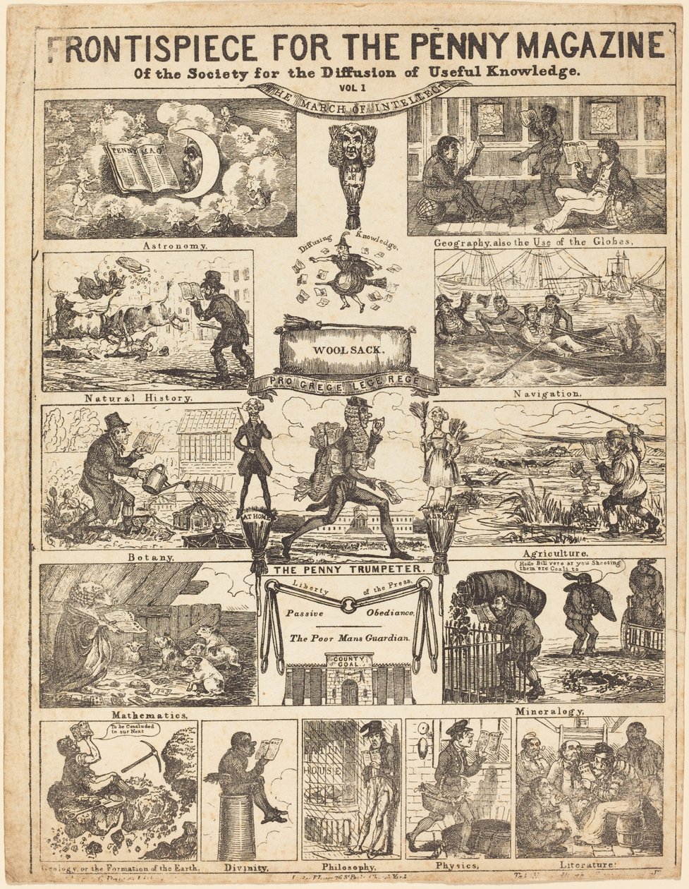 Frontispice for Penny Magazine of the Society for the Diffusion of Knowledge: Vo, 19th cent. av Unbekannt