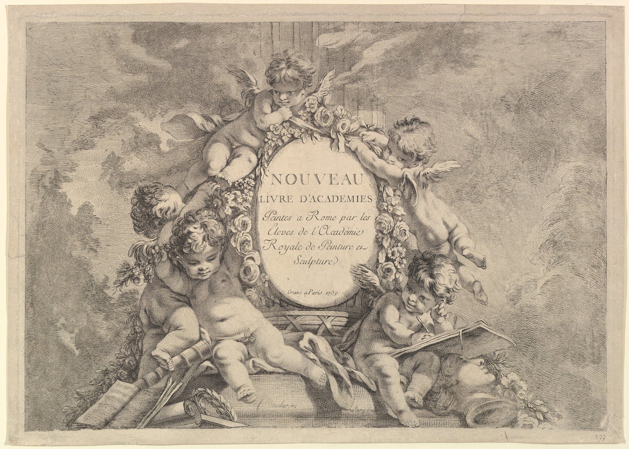 Frontispice, fra New Book of Painted Academies in Roma av Students of the Academy R..., 1759. av Unbekannt