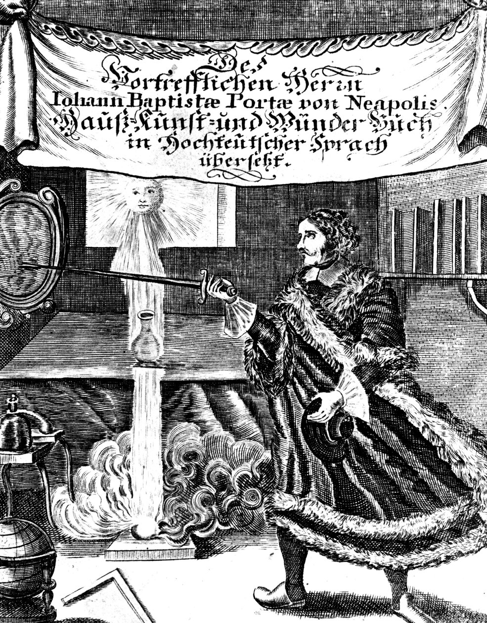 Frontispice av Magia Naturalis av Johannes Baptista della Porta, 1715 av Unbekannt