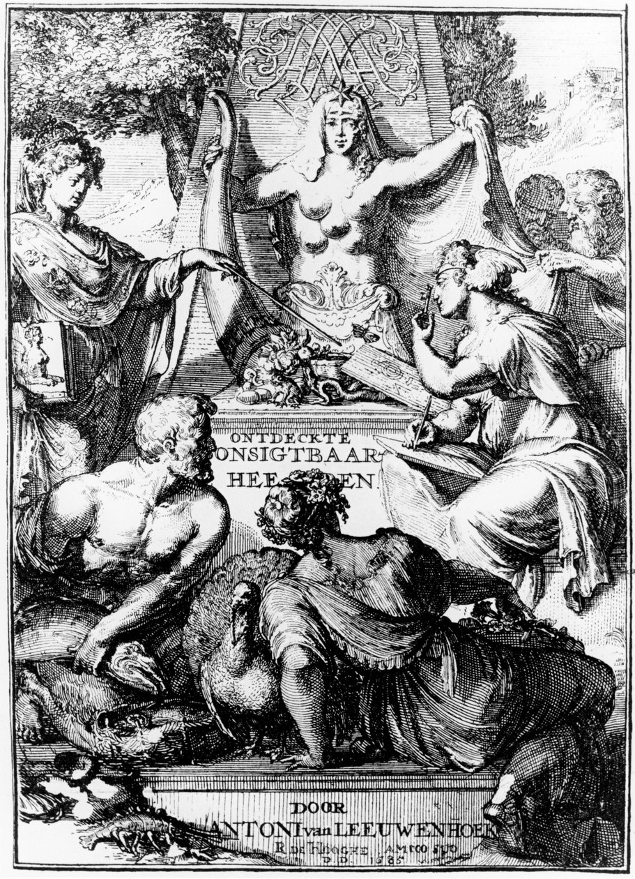 Frontispice of Emptying and Covering...Letters av Anton van Leeuwenhoek, 1686 av Unbekannt